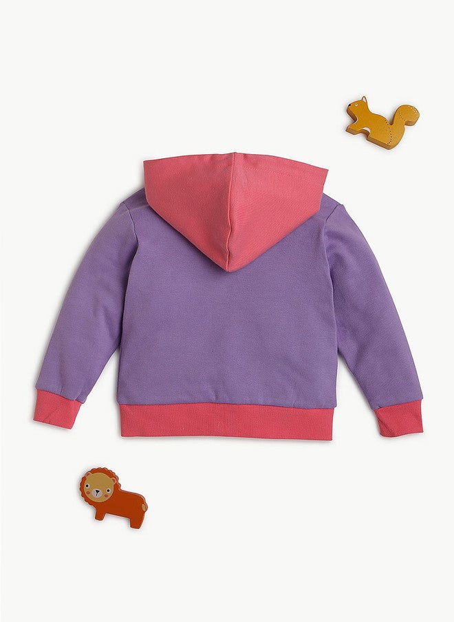 BONTOTS Infant Girls Cat Printed Organic Cotton Zipper Hoodie and Jogger Set - Image 3